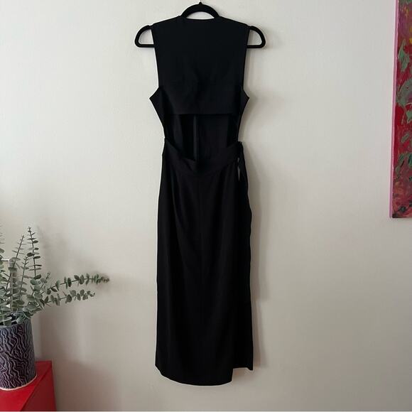 ALC Black Belted V-Neck Midi Dress - Picture 7 of 12